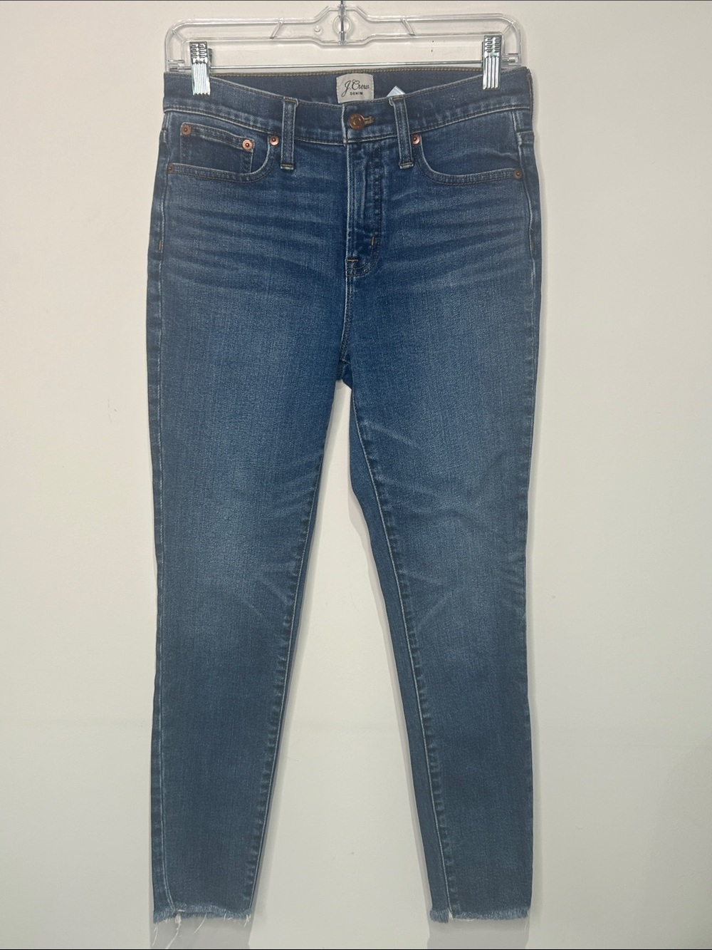 J.Crew Toothpick Skinny Jeans Women’s 26 Medium Wash Raw Hem Stretch Denim